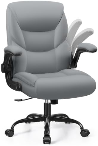 PU Leather Office Chair, Comfy Executive Chair with Flip-up Arms