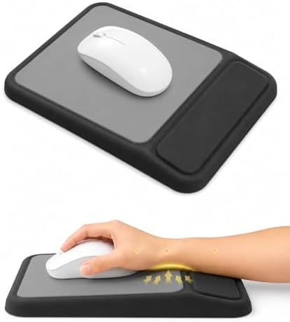 eulps Mouse Pad with Wrist Rest, Ergonomic Memory Foam Mousepad with Soft Wrist Support, Non-Slip PU Base, Smooth Surface for Office, Pain Relief for Laptop & Gaming (Classic Black)