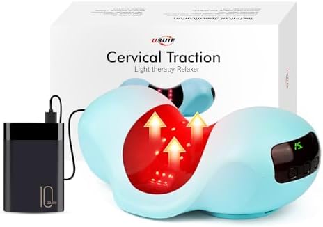Red Light Therapy Neck Traction Pillow, Neck Stretcher for Neck Pain Relief, Cervical Traction Device for Tension Headache and Neck Hump Corrector with 10000 mAh Power Bank