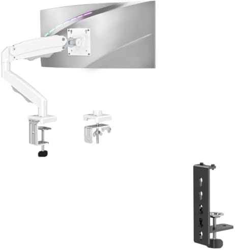 Single Monitor Mount for Max 32 inch Screen and Desk C-Clamp Extension for Max 6 inch Thick Desktops
