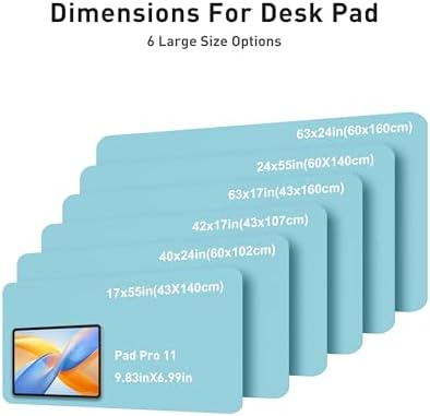 Aothia Faux Leather Desk Mat - Large Mouse Pad, Non-Slip PU Leather Blotter, Waterproof Writing Surface for Office and Home (Blue Topaz, 63" x 24")