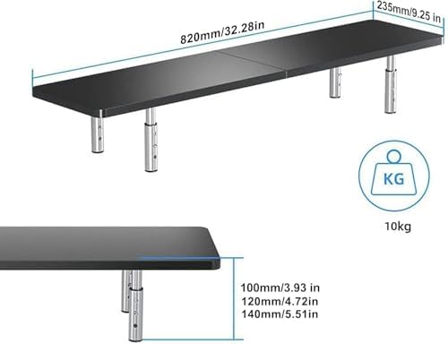 suptek Dual Monitor Stand Riser,Large Monitor Laptop Stand Riser 3 Adjustable Heights Computer Stand for Laptop, Printer, Notebook(MST016L)
