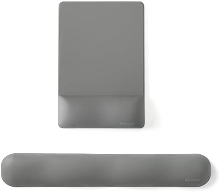 UnivoColors Design-Wave Set of Keyboad Wrist Rest & Mouce Pad,Artificial Sheepskin+Memory Foam+Ergonomic+Anti-Slip Gel, Resilience Support During Work and Gaming,Keyboard Accessory,Grey