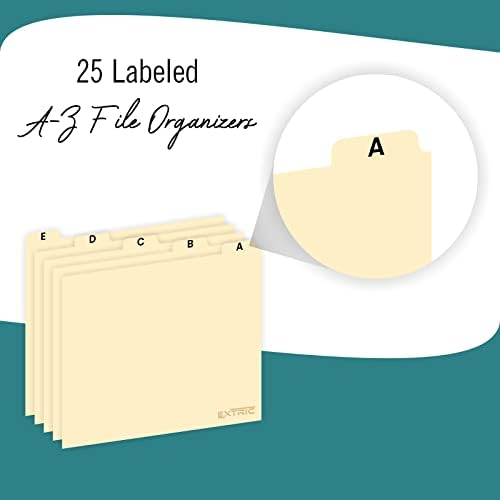 EXTRIC Alphabetical File Organizer 25 File Cabinet Dividers A-Z with Tabs