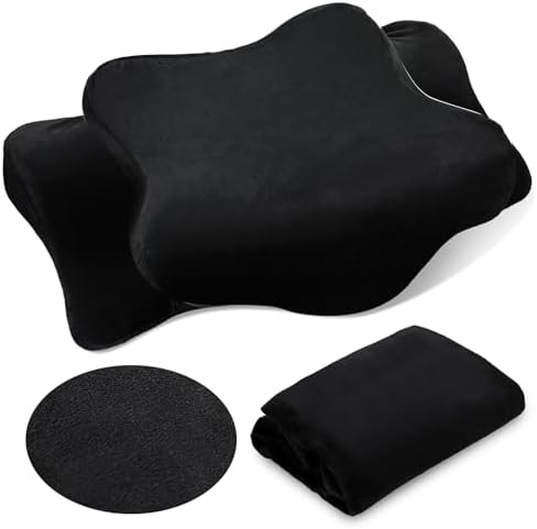 Hahafelt Cervical Neck Pillow Case Plush with Zipper, Black, Queen Size