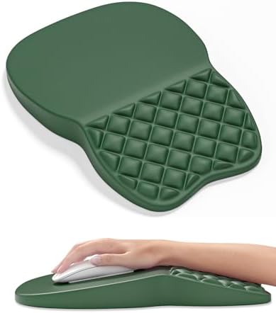 Auhoahsil Ergonomic Mouse Pad with Wrist Rest, Comfortable Slope Computer Mouse Mat with Wrist Support, Memory Foam Filling, Non-Slip Silicone Base, Pain Relief, for Gaming & Work, 8 x 12 in, Teal