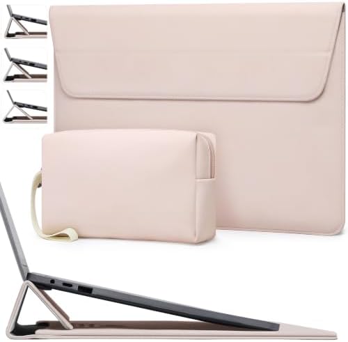 HYZUO 15 Inch Laptop Sleeve Case Bag with Adjustable Stand, Apricot