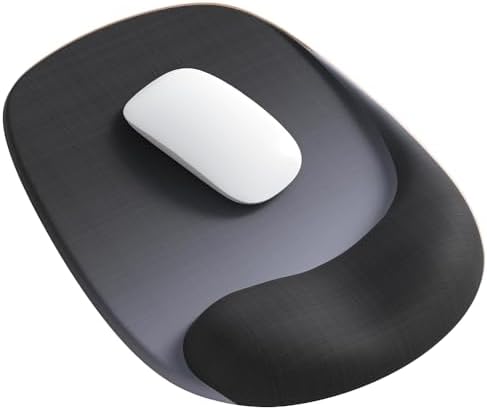 ErgoEase Ergonomic Mouse Pad with Gel Wrist Support - Premium Lycra Fabric, Non-Slip, Ideal for Laptop & Desktop, Office & Gaming，Desk Accessories (02Onxy Black)