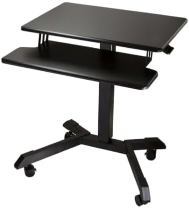 Victor High Rise Mobile Adjustable Standing Desk with Keyboard Tray, 25.6 x 17.7-Inch, Height-Adjustable Rolling Computer Desk from 29.5" to 45.3", Black