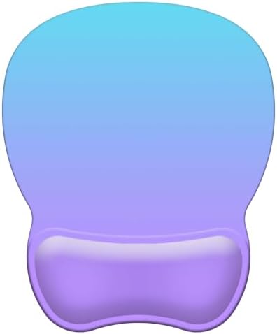 Mouse Pad with Support, Ergonomic Mouse Pad with Gel Wrist Rest Support Middle Concave Design, Comfortable Mousepad with Non-Slip PU Base for Home Office Working Studying (11 Purple Blue Gradient)