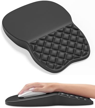 Auhoahsil Ergonomic Mouse Pad with Wrist Rest, Comfortable Slope Computer Mouse Mat with Wrist Support, Memory Foam Filling, Non-Slip Silicone Base, Pain Relief, for Gaming & Work, 8 x 12 in, Gray