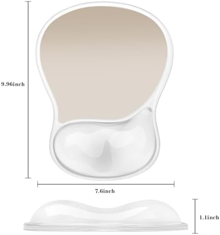 Mouse Pad with Wrist Rest,Ergonomic Mouse Pad with Comfortable Gel Wrist Rest Support and Non-Slip PU Base for Easy Typing Pain Relief, Durable and Washable (Transparent Khaki Gradient)