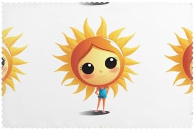 Cartoon Sun Stretching Pattern Placemats Set of 6 - Dining Table Heat Resistant Table Set Mat for Home & Kitchen Decor