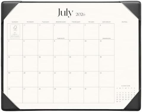 Cabbrix Desk Calendar 2026 with Desktop Mat, Simplified Medium Desk Pad Calendar 15" x 12" July 2026 to December 2027, Desk Blotter Calendar for Home School and Office (Dark Black)