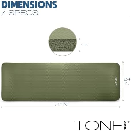 Tone Fitness 1" Extra Thick Yoga Mat, Exercise & Pilates Mat with Strap