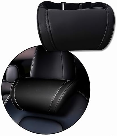 Car Headrest Neck Pillow Support Ergonomic, with Valve Stem Covers Accessory for Driving Seat Fatigue Relief Compatible with Model S X 3 Y & Cybertruck - 1 Piece
