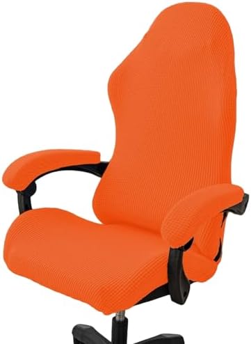 PATIKIL 1 Set Office Chair Cover, Desk Chair Cover Stretchable Universal Computer Seat Slipcover Large with Armrest Covers Zipper for Rolling Office Chairs Home Desk Seat, Orange