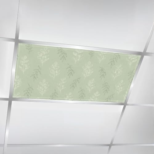 6 Pcs Fluorescent Light Covers for Ceiling Lights Botanical floral leaves Magnetic Light Filters Decorative for Classroom Office Hospital Home 4x2 Ft