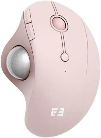 seenda Wireless Trackball Mouse, Ergonomic Bluetooth Rollerball,Rose Pink
