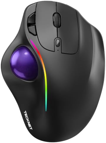 TECKNET Wireless Trackball Mouse, Bluetooth Mouse with Ergonomic, Purple