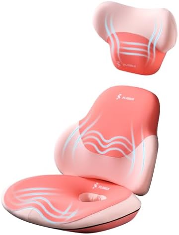 FLORICH Seat Cushion and Lumbar Support Pillow for Office Chair Car Neck Headrest Pillow Memory Foam Seat Pads Pressure Relief Back Cushion and Carseat Pads Pink