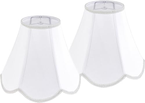GO&SO Lamp Shades Set of 2,6" x 13" x 10.6",Bell Lamp Shade,White Petals