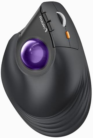 ProtoArc EM05 NL Wireless Vertical Trackball Mouse, 5 DPI Levels, Purple