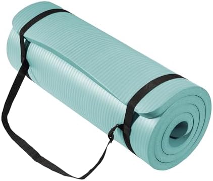 Fitvids 1 Inch Thick Yoga Mat 71x24 Inch - Non Slip Workout Mat with Carry Strap, Multiple Colors - Versatile Exercise Mat for Home, Gym, Pilates, Meditation - For All Skill Levels