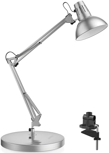 LEPOWER Metal Adjustable Desk Lamp with Clamp, Swing Arm for Home Office