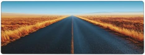 Straight Empty Asphalt Road Stretching to Horizon Large Gaming Mouse Pad Long Extended Mouse Mat for Keyboard Table Waterproof Mousepad Office, 31.5x11.8 in