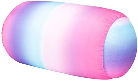 Squish Microbead Pillow Neck Lumbar Body Sopport Microbead Bolster 7 and 12Inches Travel Pillows for Chair Sleeping Car Seat Emotional Colorful Dormroom Accessory(Pink White)