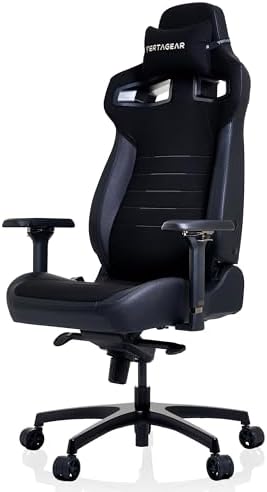 Vertagear PL4800 Ergonomic Big & Tall Gaming Chair Featuring ContourMax Lumbar & VertaAir Seat Systems - RGB LED Kits Upgradeable - Carbon Black