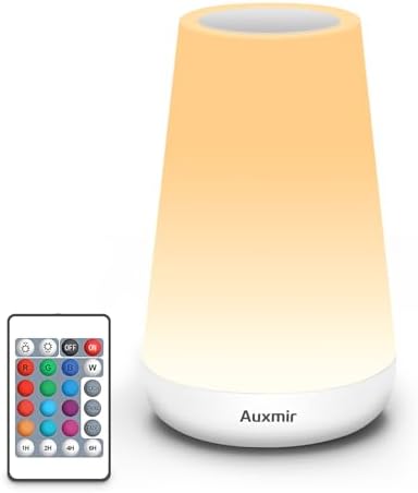 Auxmir Rechargeable Night Light, Touch Table Lamp with Remote, White