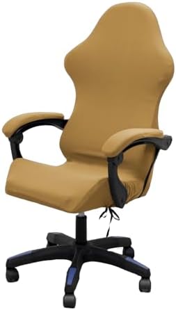 Gaming Chair Cover Set with Armrest Covers, Stretch Ruffled Slipcover for Racing Office Computer Reclining Chairs (Camel)