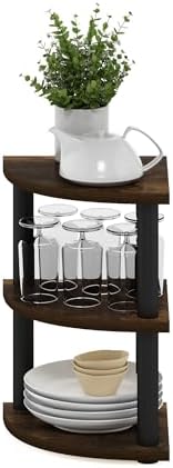 Furinno Turn-N-Tube Kitchen Countertop Organizer, 3-Tier Corner Countertop Organizer Shelf, Corner Shelf, for Kitchen, Pantry, Organizers and Storage, Amber Pine