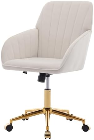 Adjustable Home Office Desk Chair with Gold Metal Base and Memory Foam Seat