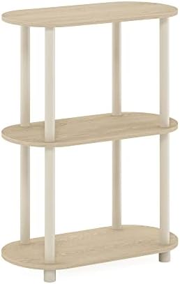 Furinno Turn-N-Tube Toolless 3-Tier Oval Display Shelf, Bauhaus Oak