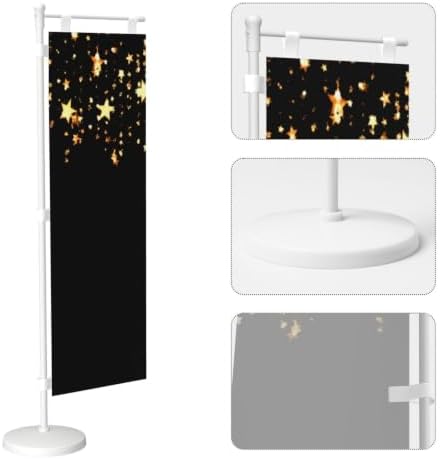 black gold stars Deluxe Desk Flag Set, 12 x 4 Inch Miniature Table Flag with 14" Pole & Stand Base