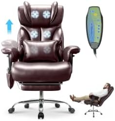 Massage Office Chair with 6 Point Vibration, Foot Rest and Adjustable Armrests – 500lbs Ergonomic Executive Home Office Desk Chairs for Big and Tall Heavy Duty People