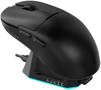 AJAZZ AJ159P MC Wireless Gaming Mouse, PAW3311 Sensor 1000 Rate, 12000 DPI, 2.4 GHz/USB-C/Bluetooth, RGB Charging Dock, 400 mAh Battery, Ultra-Lightweight 56-gram Design, Compatible with PC and Mac