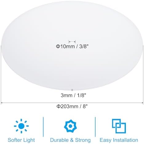 PATIKIL Lampshade Diffuser, 8" Diameter with 3/8" Center Hole Round Diffuser for Drum Lampshades Pendants Light Fits 8.5-10" Openings, Frosted White