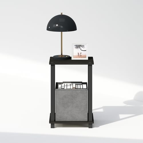 Furinno Simplistic Compact Bedside Table, Nightstand, Espresso/Black (Pack of 2)