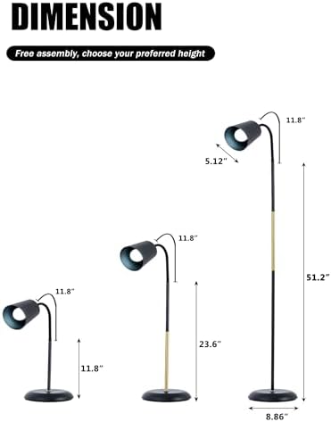 Floor Reading Lamp, Adjustable Height Bendable Short Standing Corner Lamps