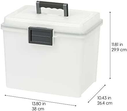 IRIS USA WeatherPro Portable File Box Organizer, 19 Qt. Pearl