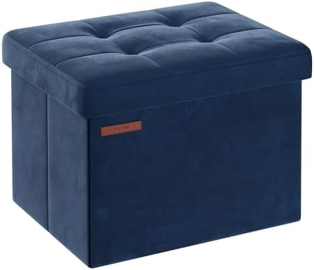 SONGMICS Small Folding Storage Ottoman, 12.2 x 16.1 x 12.2 Inches