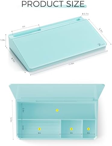 TOWON Compact Glass Desktop Whiteboard with Storage 12x7 in, Teal Blue