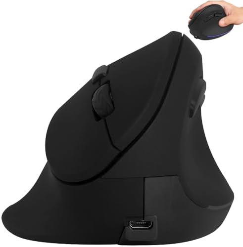 Wireless Mouse Ergonomic Vertical Mouse for Large Hands Rechargeable Big Quiet Silent Ergo Blue LED Light 3600DPI Carpal Tunnel Comfortable Cordless Mice for PC Laptop Computer Macbook Office Gift