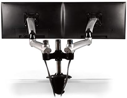 Ergotech Dual Freedom Arm, Includes Two Aluminum Articulating Arms, 8.4-17.8 lbs. Weight Capacity per Arm, Suitable for Monitors up to 27 inches, VESA Compatible 75×75, 100×100, Silver