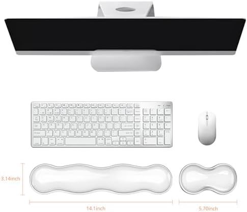 Gel Keyboard Wrist Rest, Cute Wrist Support and Arm Support Keyboard Rest for Keyboard and Mouse Typing Pain Relief，Suitable for Office/Computer/Laptop/Gaming（Transparent White Set ）