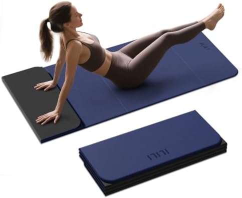 ILILI Foldable Yoga Mat 10mm, Extra Thick, Extra Long, 75x26x0.4 Inch, TPE